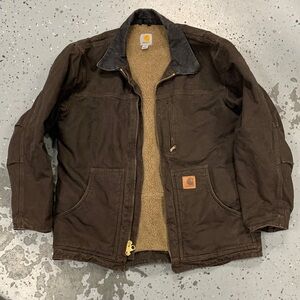Carhartt Dark Brown Field Jacket with Black Collar